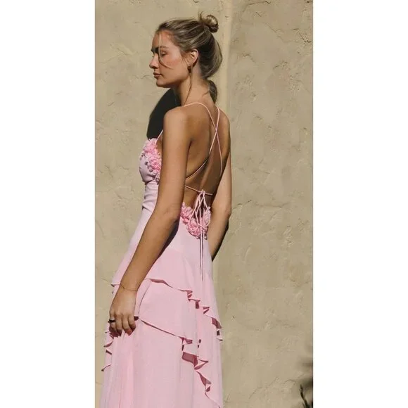 Anne Louise Boutique ALB Rose Petal Dress in Pink Maxi Anne Louise Boutique ALB Rose Petal Dress in Pink Maxi